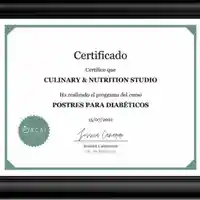 Certificado curso Postres para Diabéticos Jessica Jaramillo