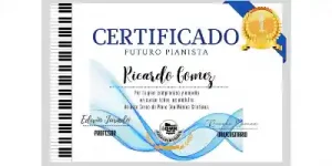 Certificado curso Aprende piano con música cristiana-hotmart