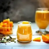 sorbete de mango y toronja-postres bajos en calorías-naranja-postre-fruta-receta sorbete