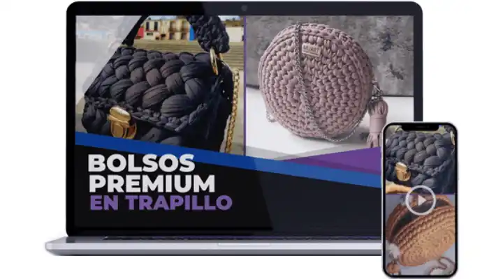 Curso Bolsos en Trapillo Premium-Brenda Villamizar-Hotmart-hacer bolsos-tejer bolsos-crochet handmade-crochet bolsos-trapillo crochet