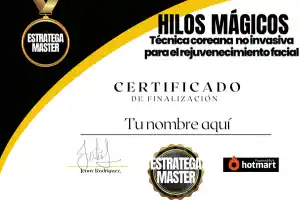 certificado-Curso online-Hilos Mágicos Técnica Coreana No Invasiva para el Rejuvenecimiento Facial-hotmart-hilos mágicos de colágeno-hilos mágicos para la cara-rostro-cuello-estética