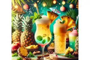 cócteles de piña sin alcohol-bebidas tropicales-piña refrescante-preparación de cócteles-casero